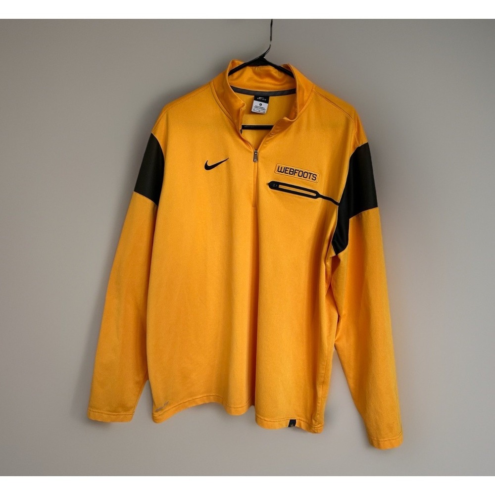 Oregon DUCKS 1/4 Zip Up Long Sleeve Shirt Football NIKE Dri-Fit WEBFOOTS Mens XL